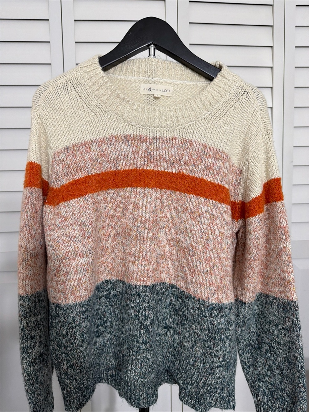 Lou & Grey Cream, Orange & Teal Colorblock Crewneck Sweater